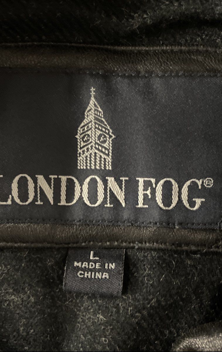 London Fog Men's Black Leather Full Zip Harrington Jacket Sz L
