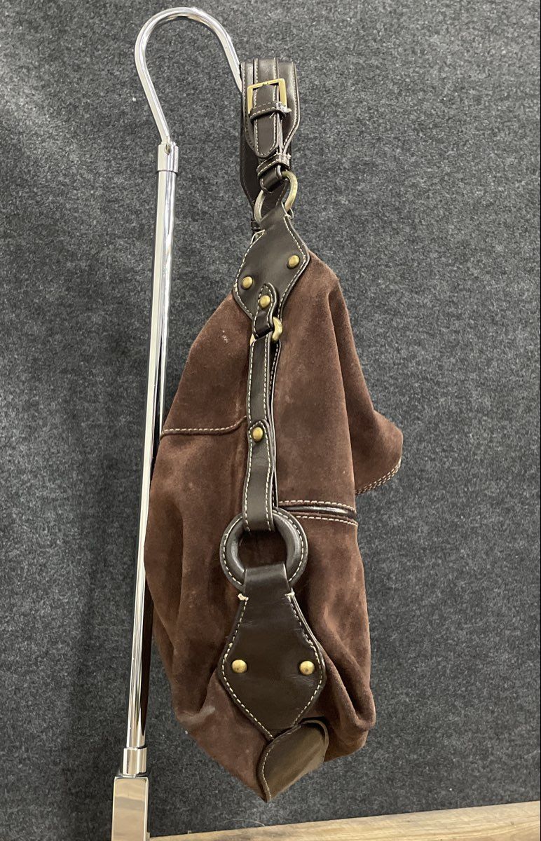 a.n.a A New Approach Brown Suede Leather Studded Hobo Shoulder Bag Large