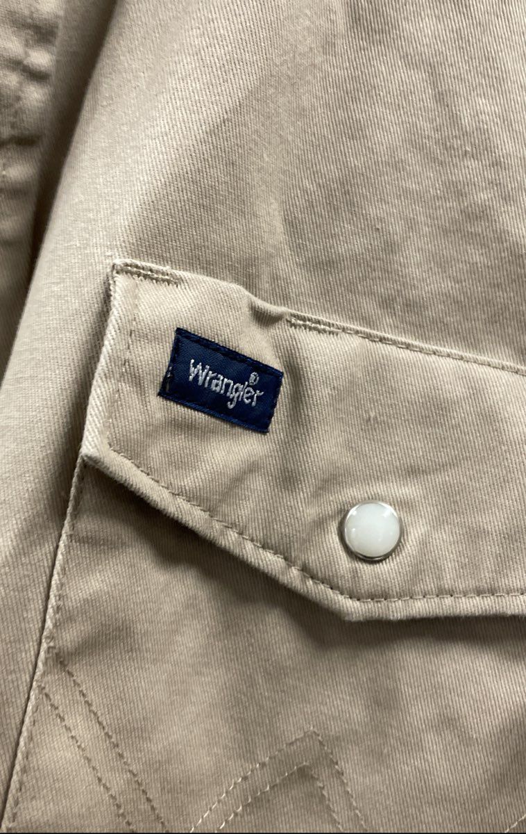 Wrangler Men's Tan Western Pearl Snap Long Sleeve Cotton Work Shirt 3XT