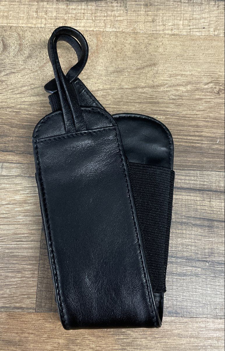 Etienne Aigner Black Leather Phone Holder Case Pouch Gold Hardware