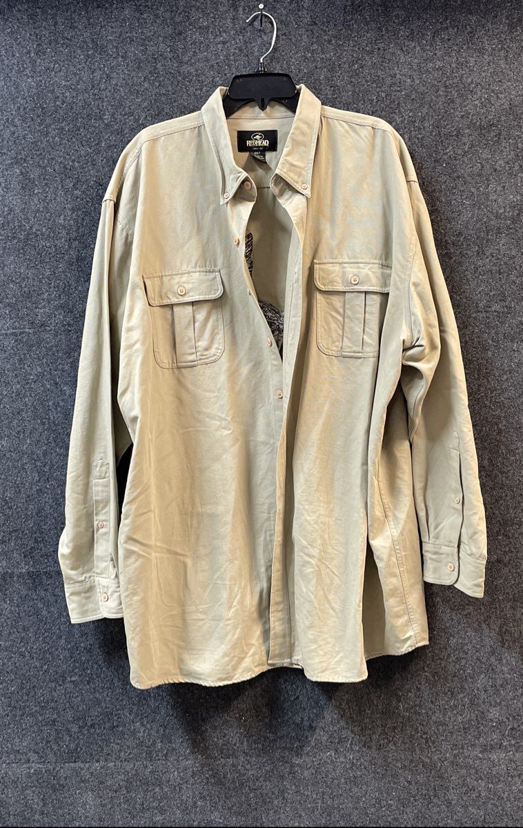 RedHead Men's Tan Long Sleeve Embroidered Bass Fish Back Cotton Shirt Sz 2XLT