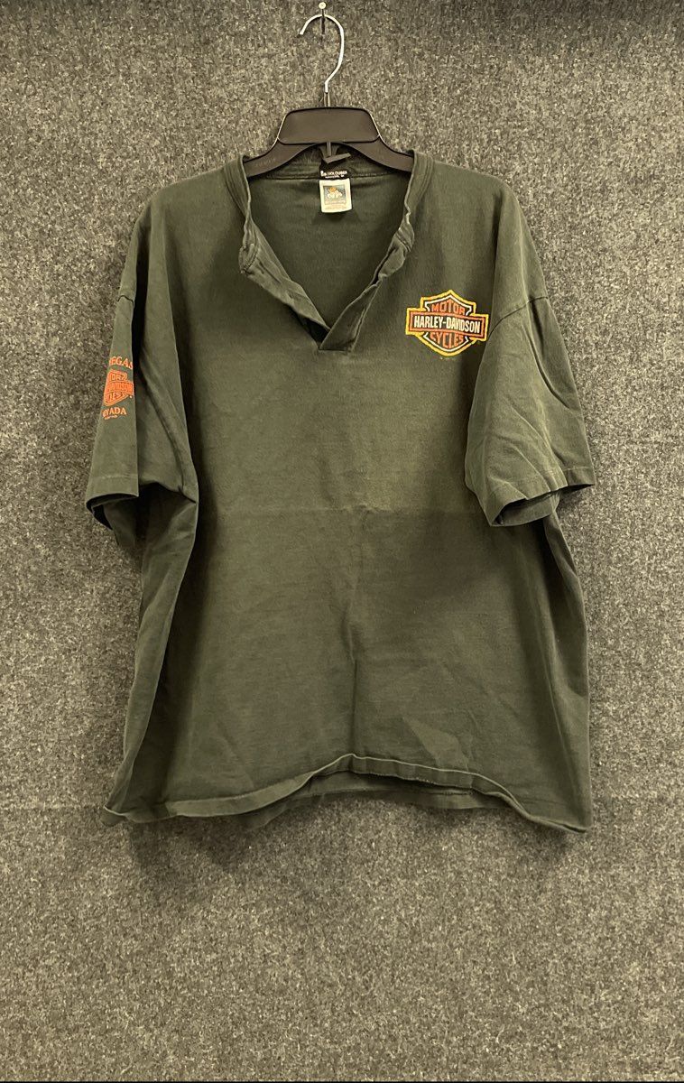 Vintage 1997 Harley-Davidson Las Vegas Nevada Single Stitch Henley Sz 2XL