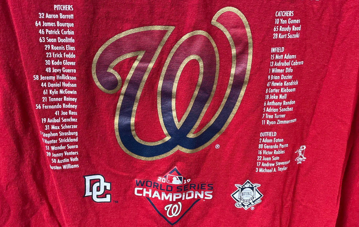 Nike Washington Nationals 2019 World Series Champions Red T-Shirt Sz L