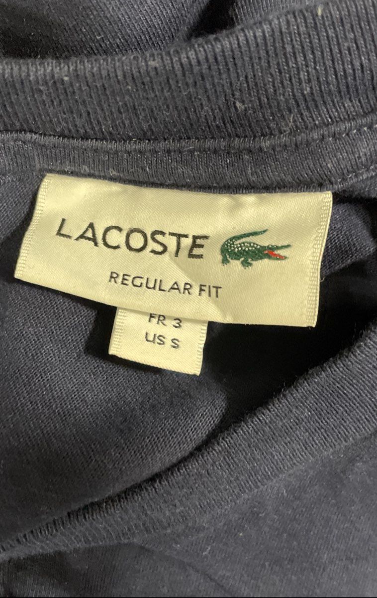 Lacoste Boys T-Shirt Navy Blue Tan Red Colorblock Logo Regular Fit Sz US S