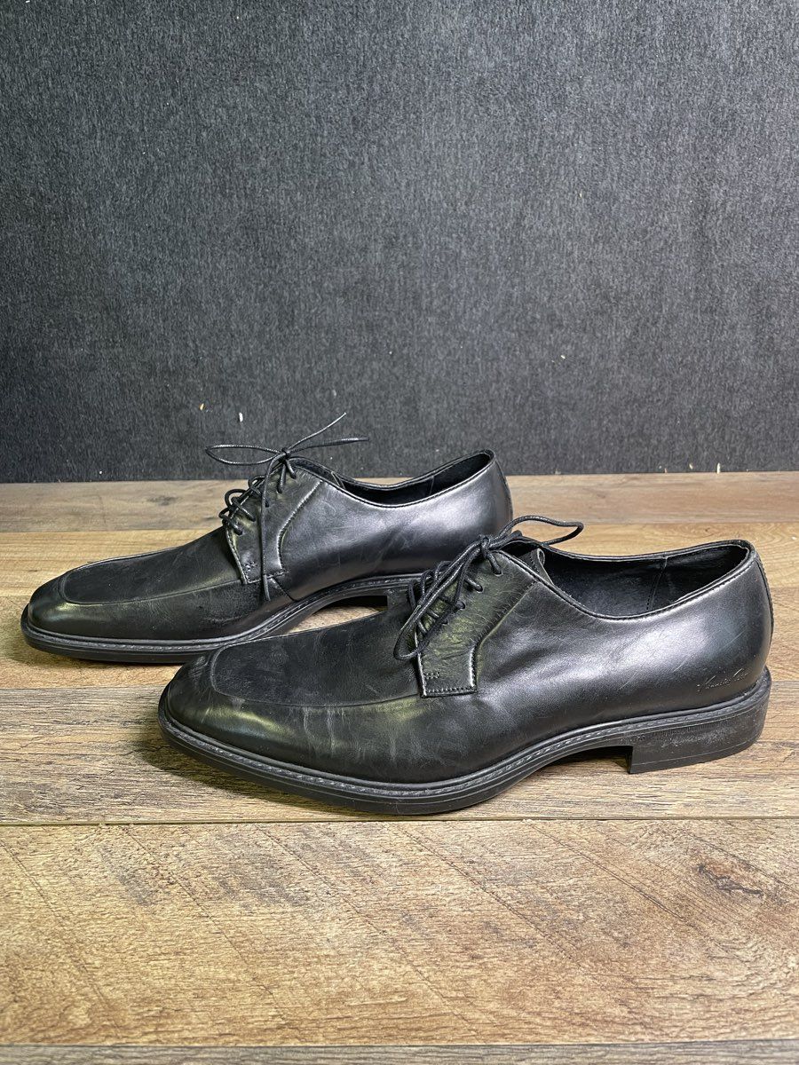 Kenneth Cole Style Out Black Leather Moc Toe Derby Dress Shoes Size 9.5