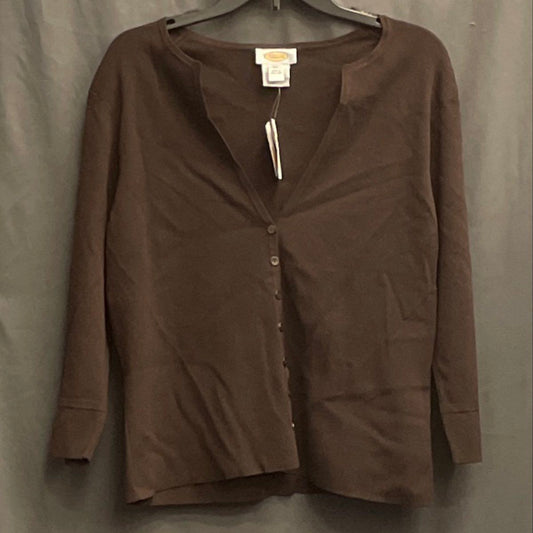 Vintage Y2K Talbots Women's Brown V-Neck Cardigan Sweater Sz XL NWT