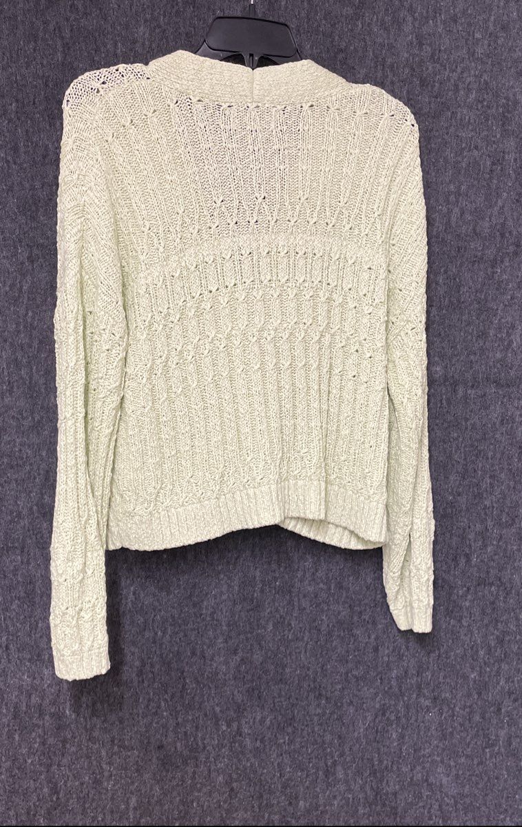 Old Navy Women's Lime Green Cable Knit V-Neck Button Front Cardigan Size L