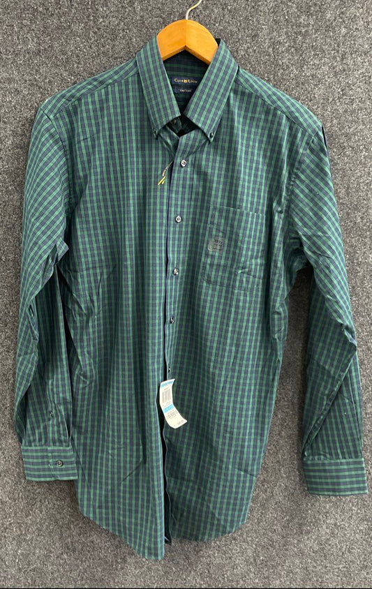 NWT Men's Size 15.5 M Green Blue Club Room The Estate Easy Care Dress Shirt