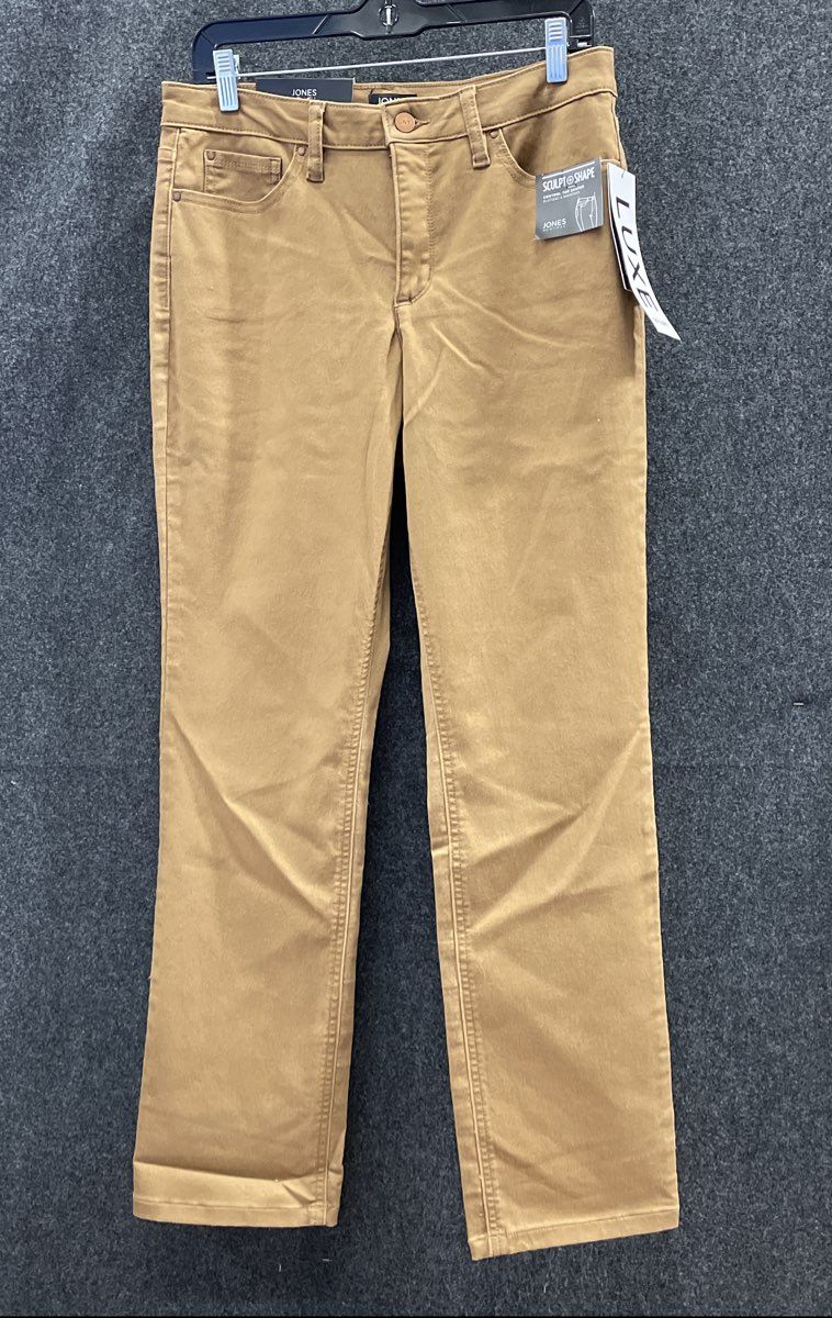 Jones New York Women's Caramel Lexington Straight Leg Sculpt Shape Pants Sz 10
