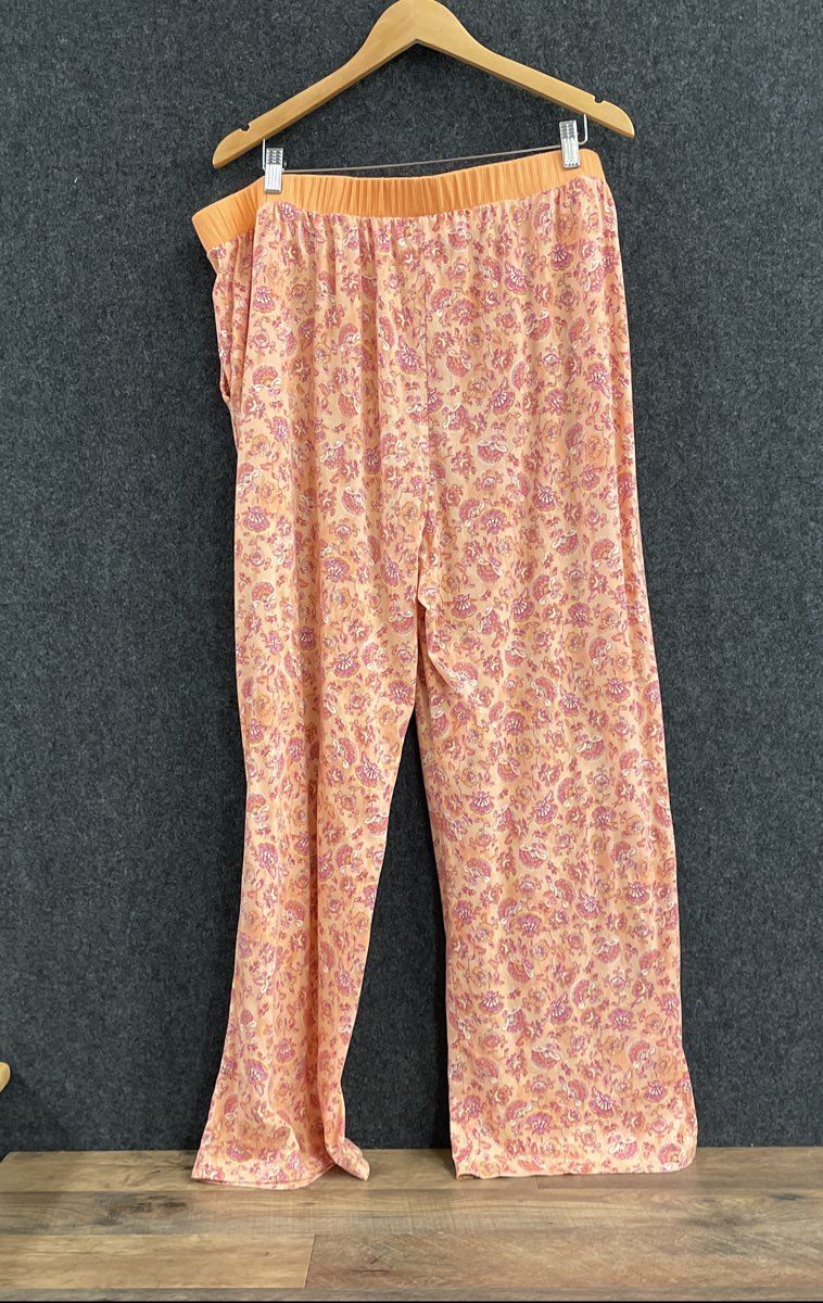 MUK LUKS Women's Orange Floral Pajama Set Short Sleeve Top Pants Sz 2X