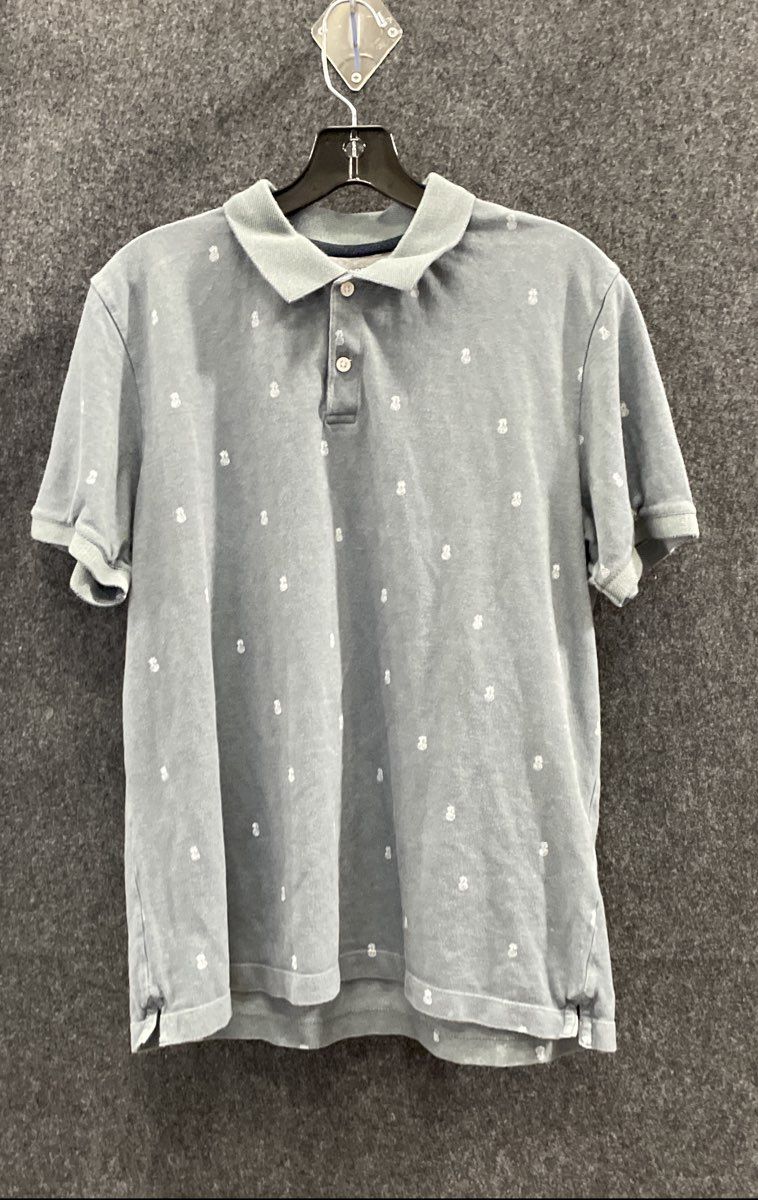 Banana Republic Men's Short Sleeve Polo Lot of 2 Blue Pineapple Pique Sz L