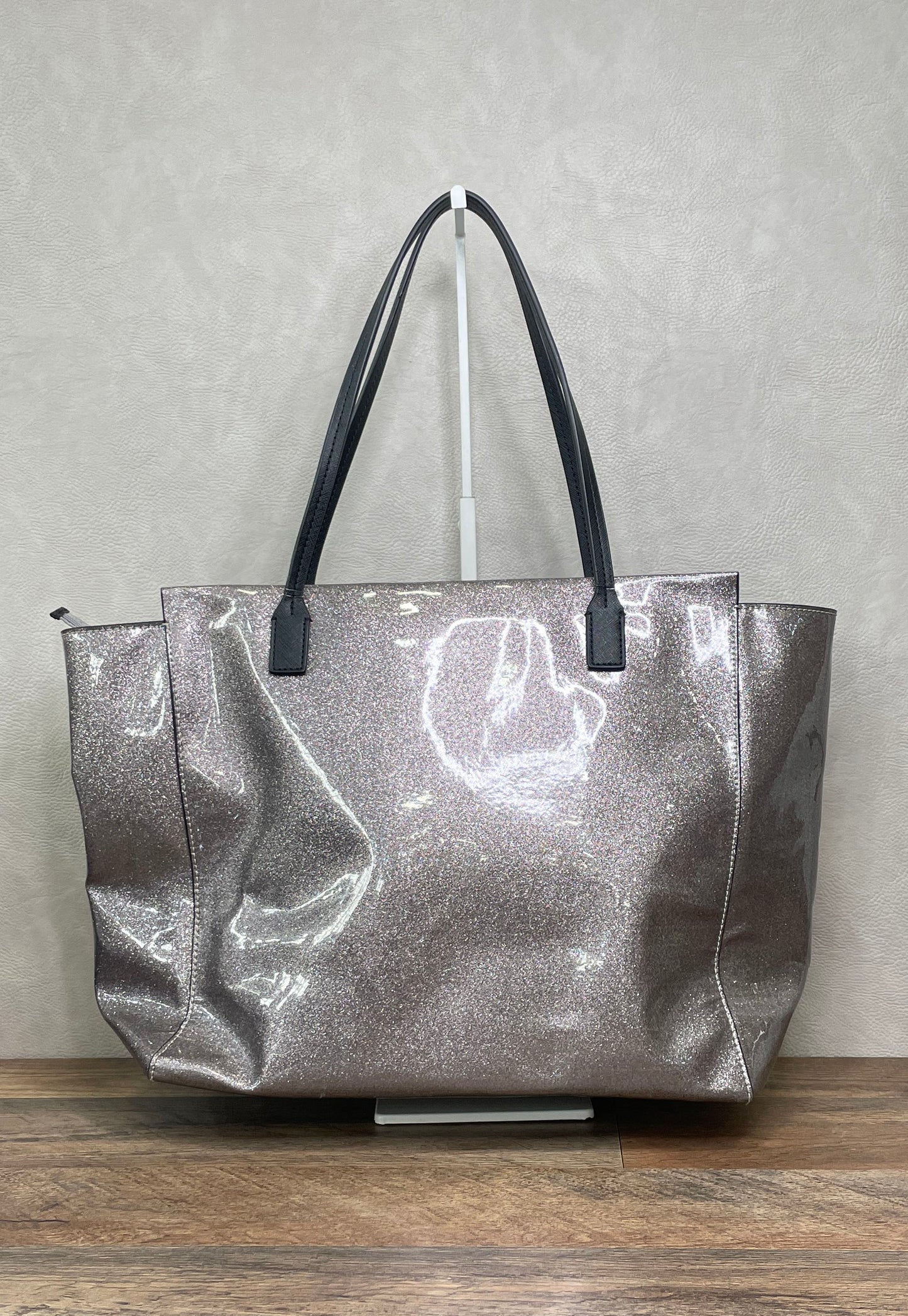 Kate Spade Silver Glitter Mavis Street Taden Tote Bag Large Bow Detail