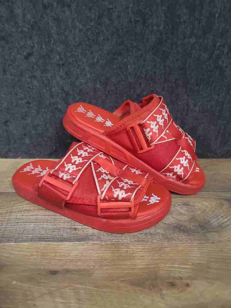 Kappa 222 Banda Mitel 1 Red White Logo Taping Slide Sandals Men's Size 8