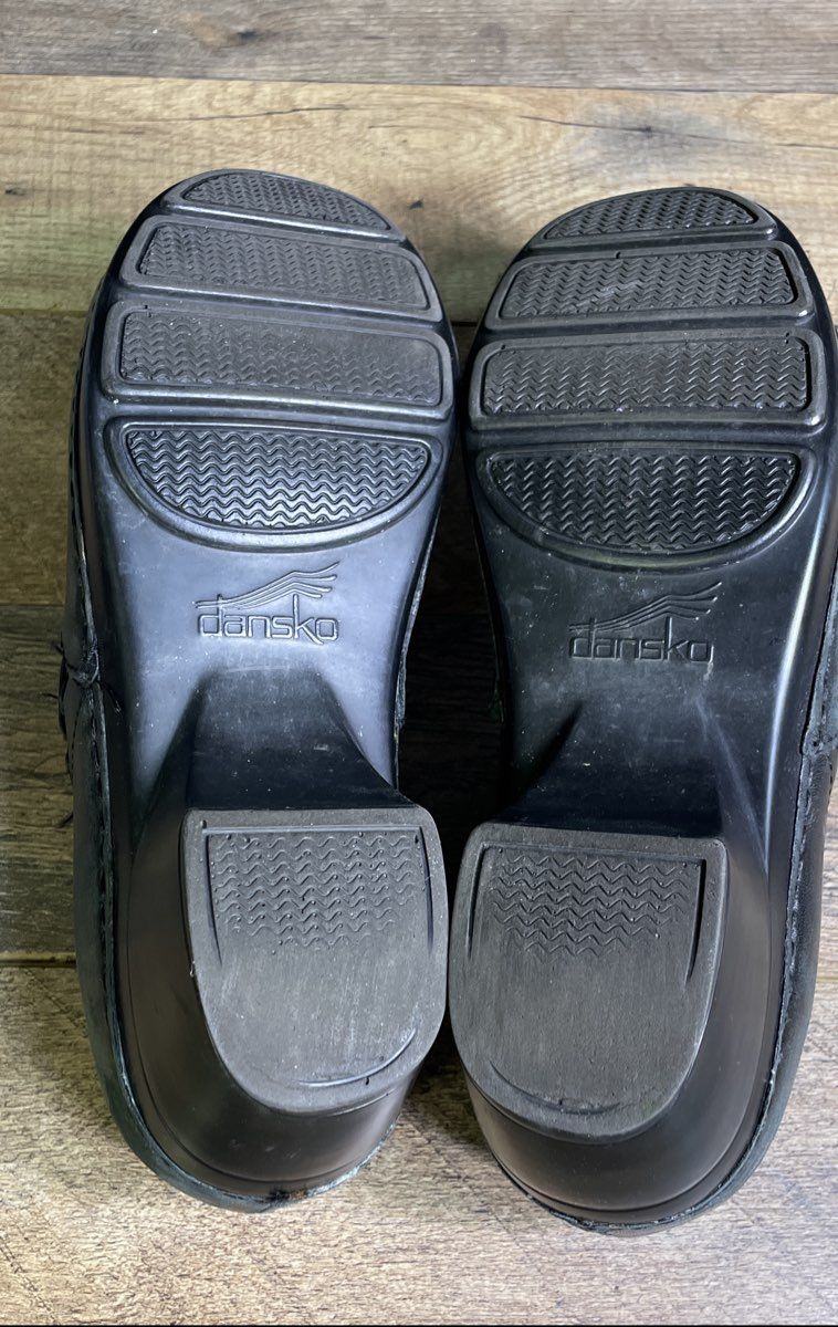 Dansko Stacie Black Leather Clogs Women's Size 38