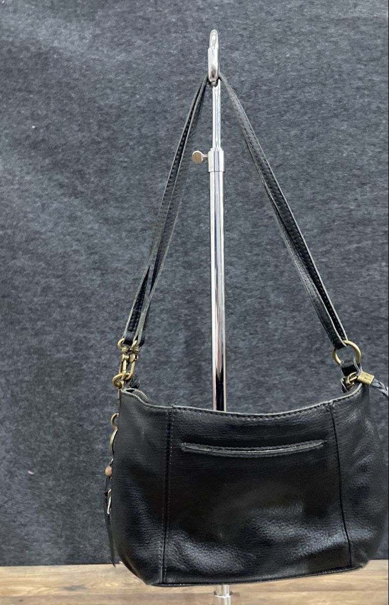 The Sak Black Pebbled Leather Crossbody Shoulder Bag Brass Hardware