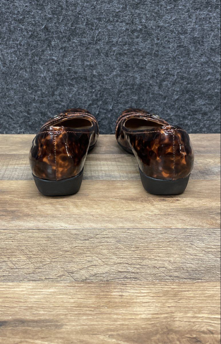 Clarks Collection Brown Tortoiseshell Patent Ballet Flats Women's Size 7.5 M