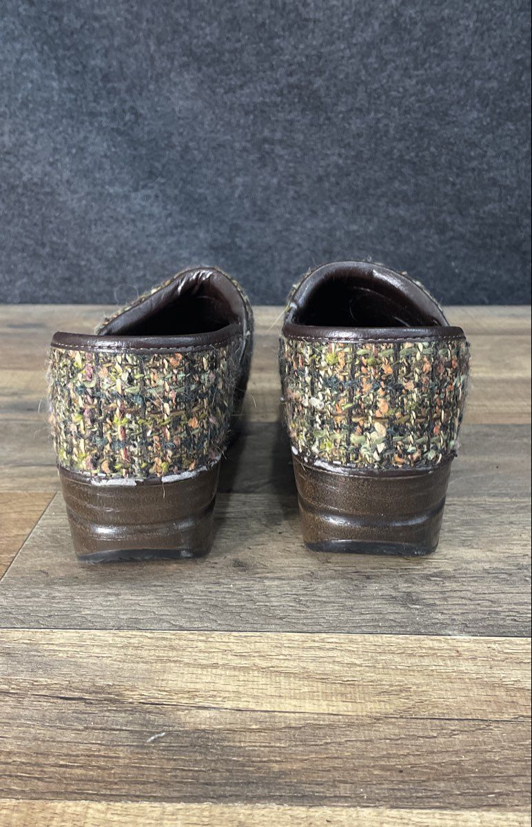 Dansko Professional Brown Tweed Fabric Comfort Clogs Women's Size 38