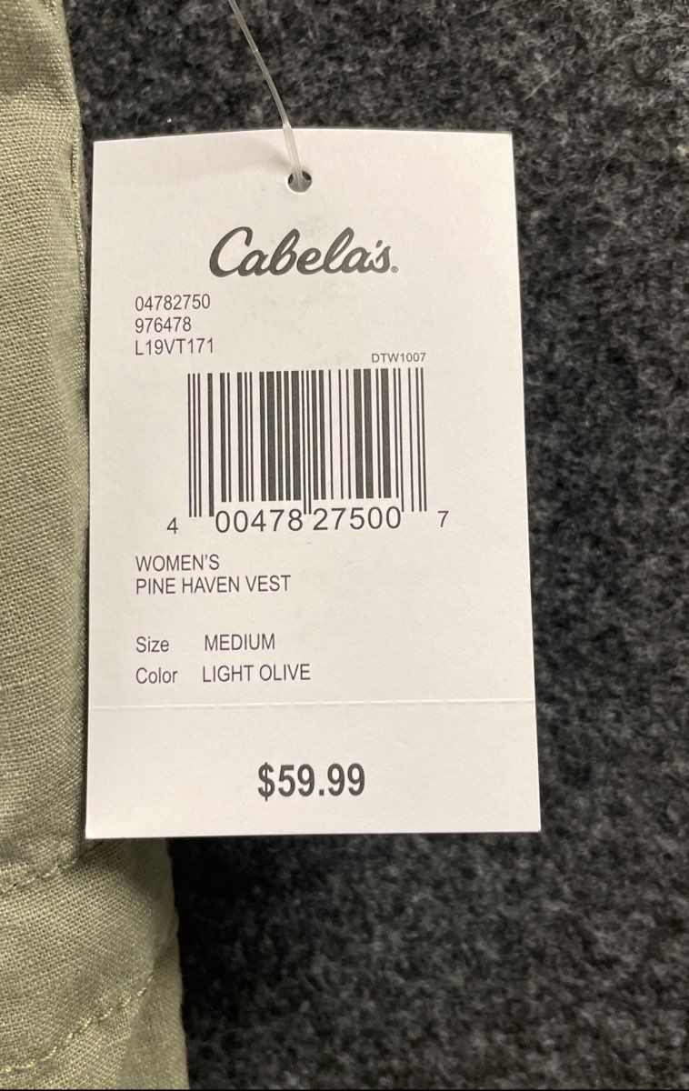 Cabela's Women's Pine Haven Vest Light Olive Cotton Utility Drawstring Sz M NWT