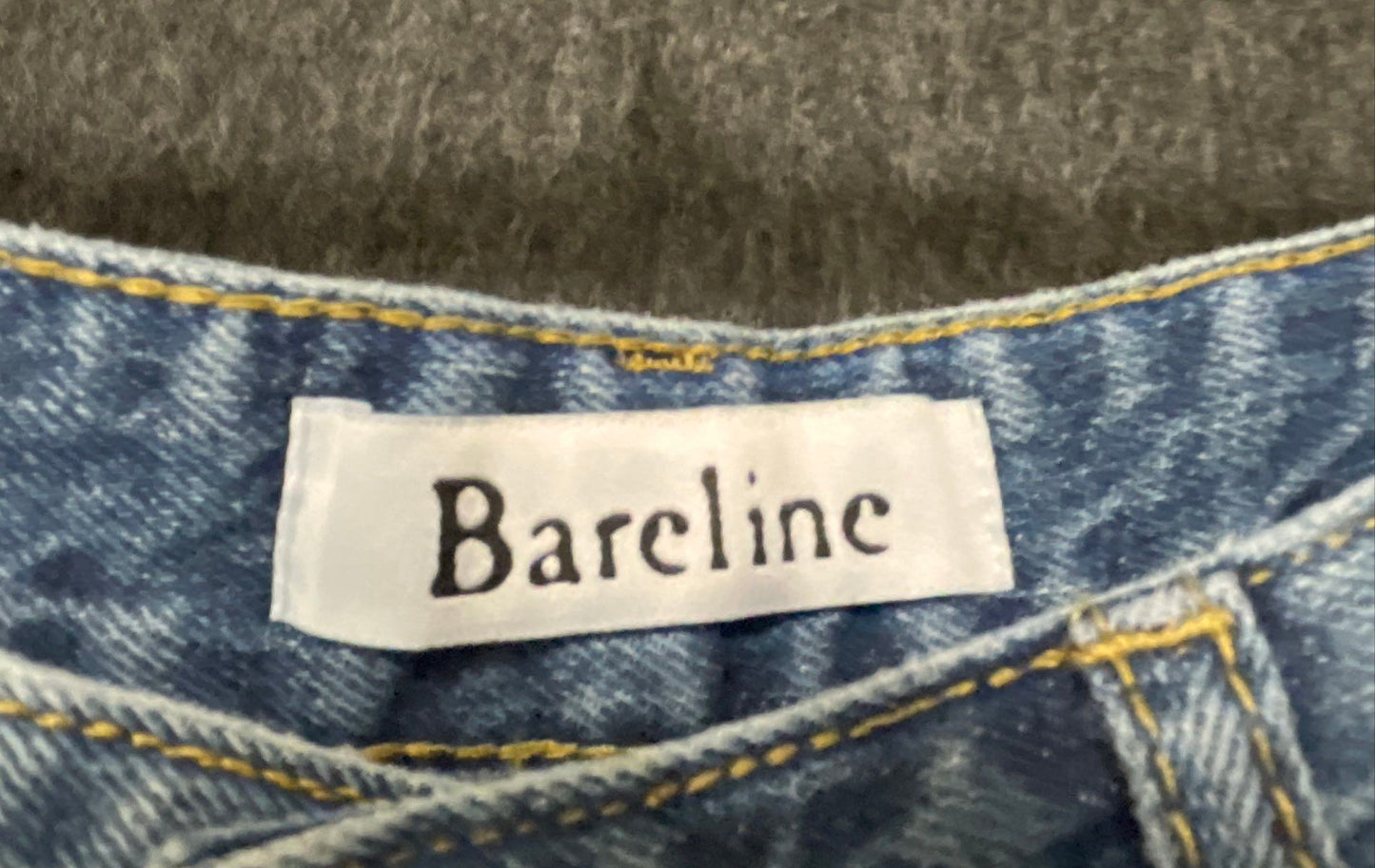 Bareline Women's Blue Faded Wide Leg High Rise D-Ring Denim Jeans Sz L