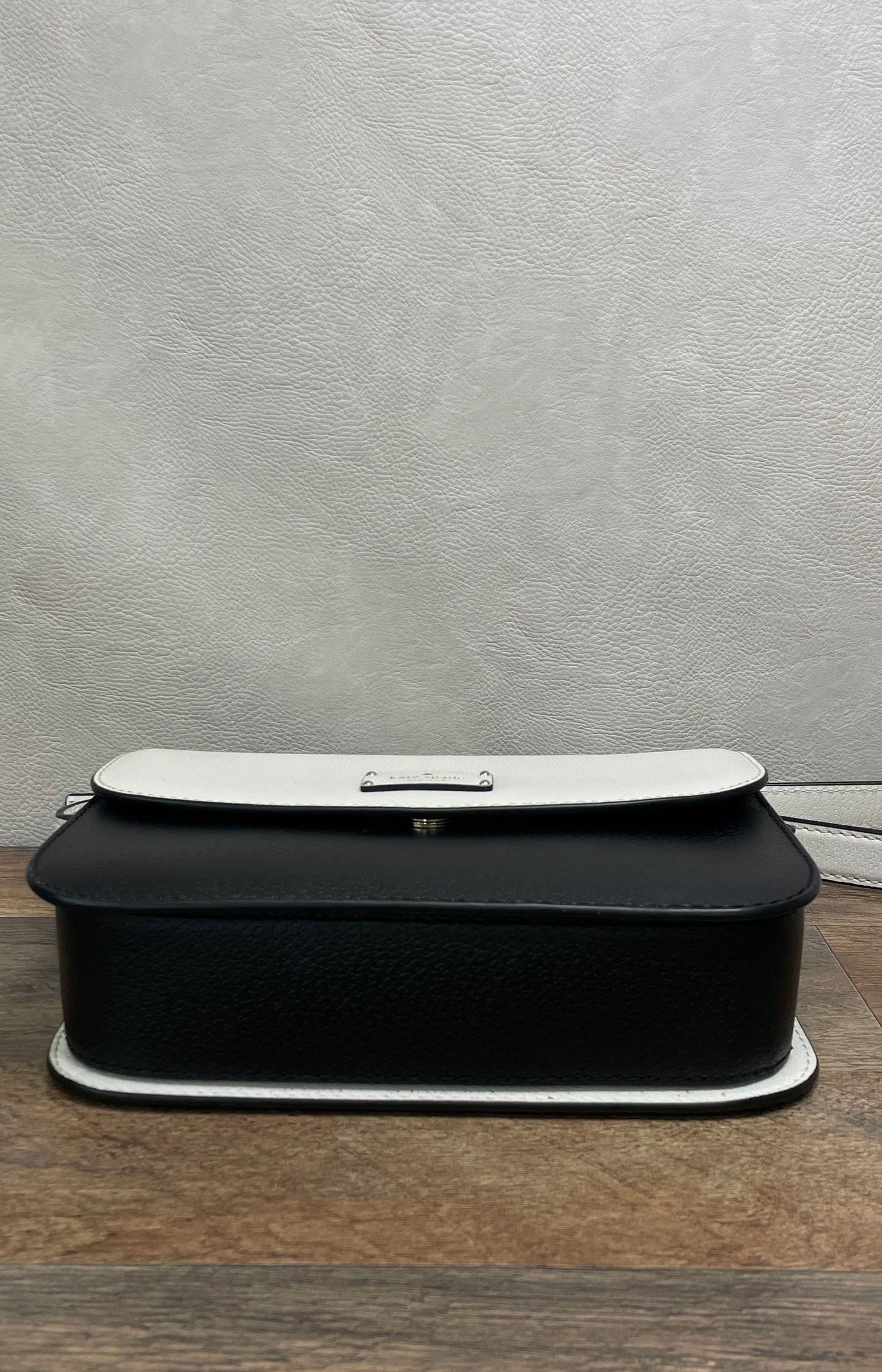 Kate Spade New York Black White Colorblock Pebbled Leather Crossbody Bag Silver