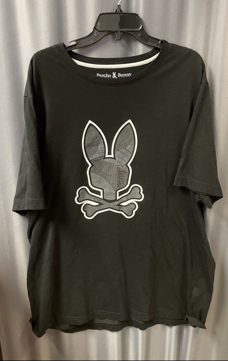 Psycho Bunny Men's Black Graphic Logo Pima Cotton T Shirt Size 2XLT