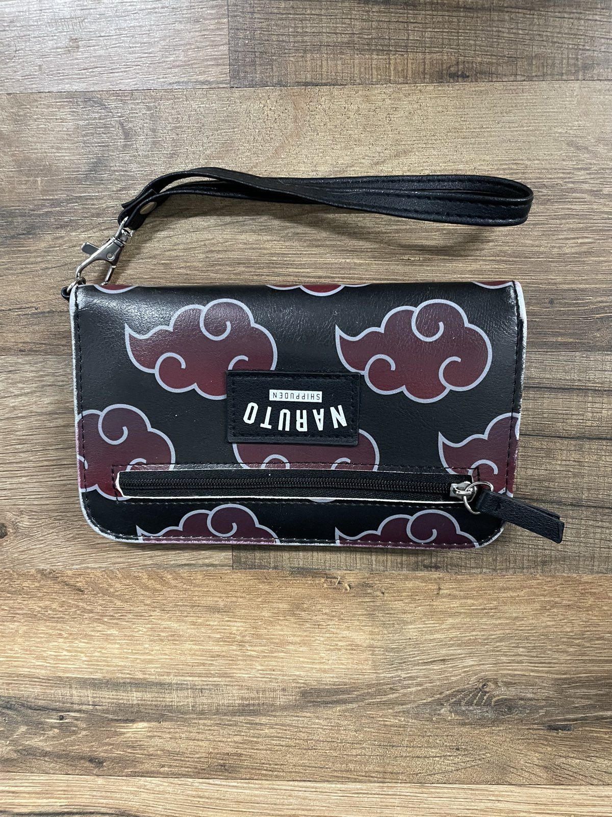 Naruto Shippuden Akatsuki Itachi Uchiha Red Cloud Wristlet Wallet Long Purse