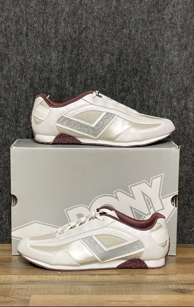 Pony D-RAM White Burgundy Patterned Lifestyle Sneakers Women's Size 9