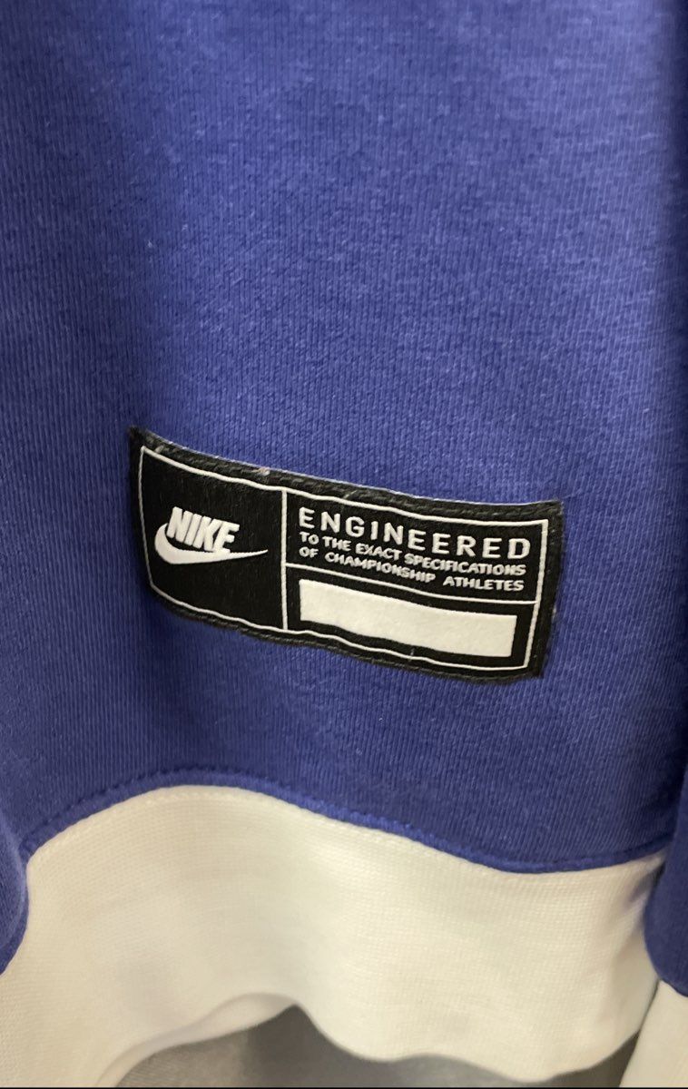 Nike Women's Royal Blue Sequin Logo Crew Neck Sweatshirt White Trim Sz L