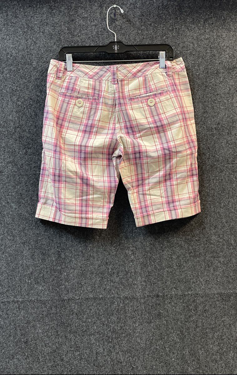 Aeropostale Women's Pink Plaid Bermuda Chino Shorts Size 9/10