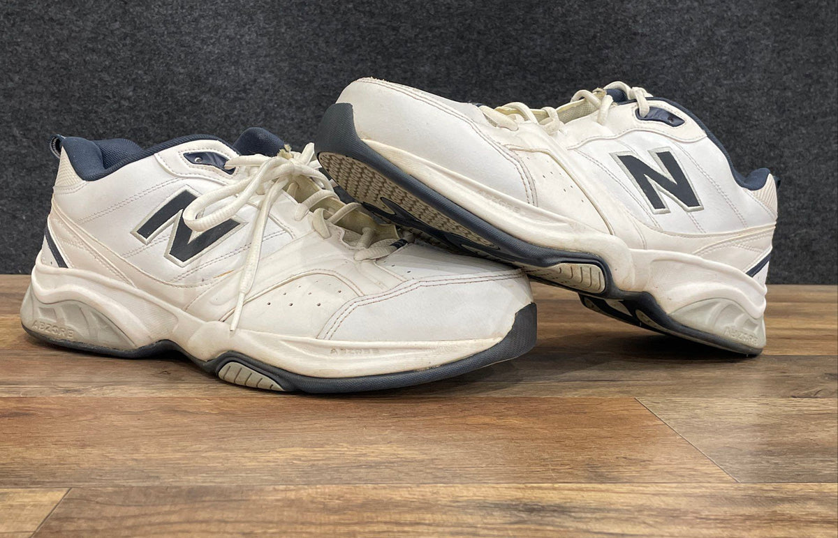 New Balance 623v2 White Navy Blue Leather Cross Training Shoes Men's Size 12