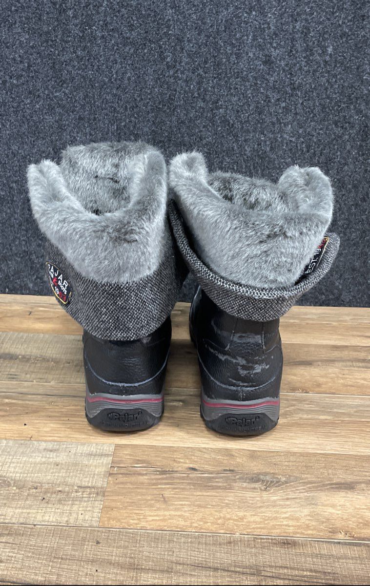 Pajar Alice Black Leather Faux Fur Waterproof Winter Snow Boots Women Size 10