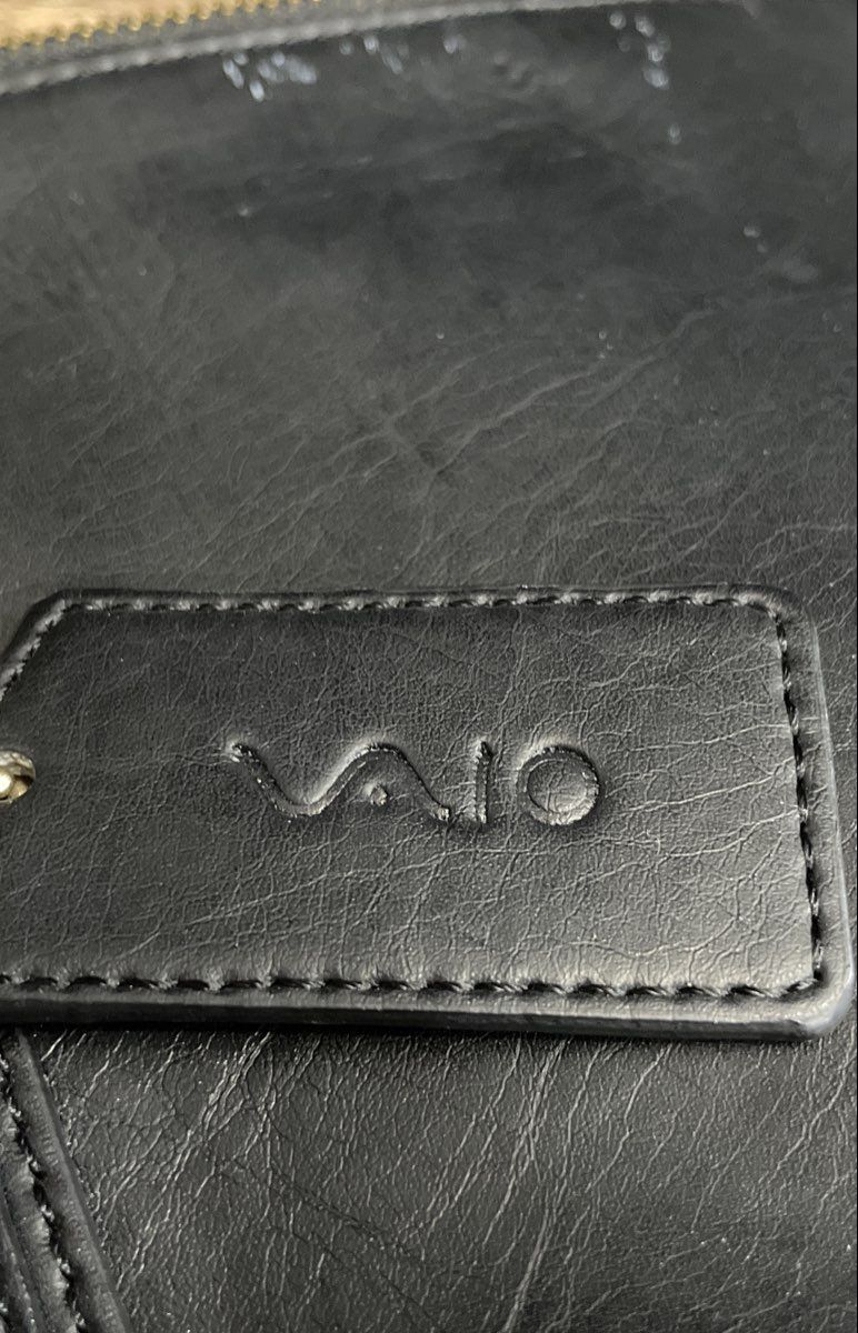 Vaio Black Leather Tote Bag Large Shoulder Purse Gold Tone Hardware