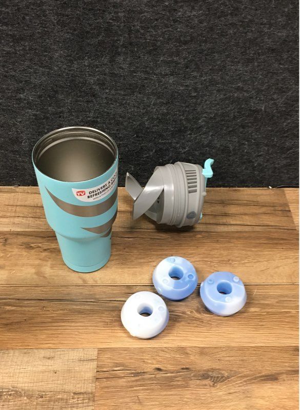 As Seen On TV Refreshing Air Cooler Personal Fan Tumbler Lot of 2 Gray & Teal