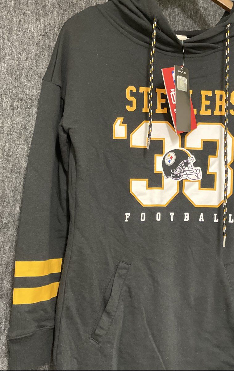 Ultra Game Women's NFL Pittsburgh Steelers Hoodie Dress Black NWT Sz Small
