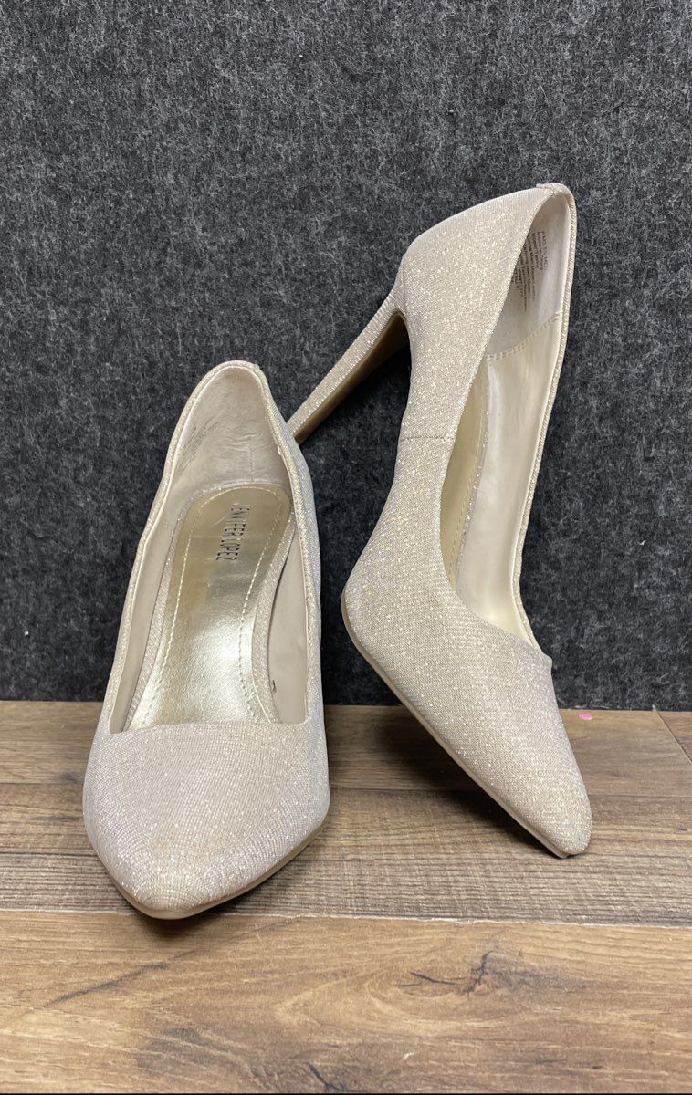 Jennifer Lopez Sla Metallic Champagne Glitter Pointed Toe Pumps Heels Size 8.5