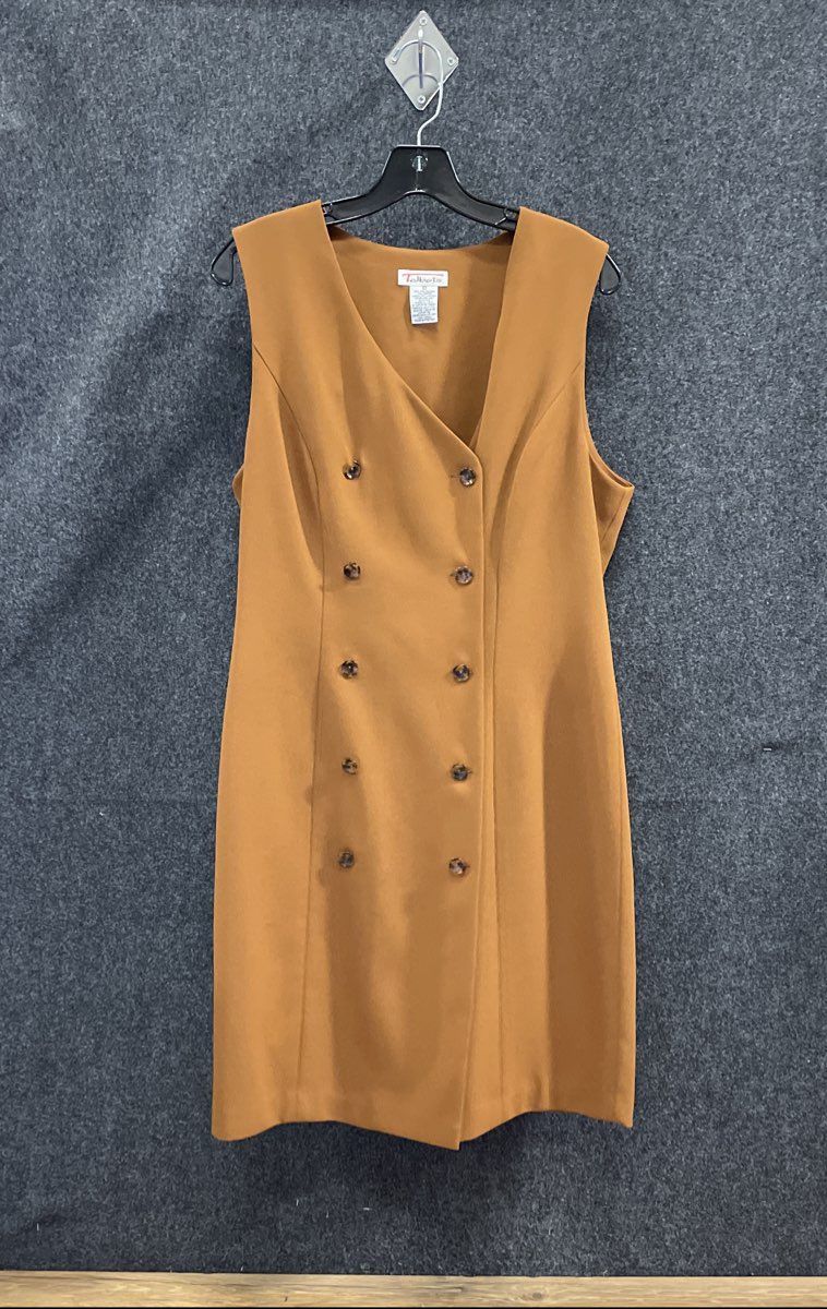 Vintage 90s Talbots Women's Brown Sleeveless Double Breasted Jumper Dress Sz 10