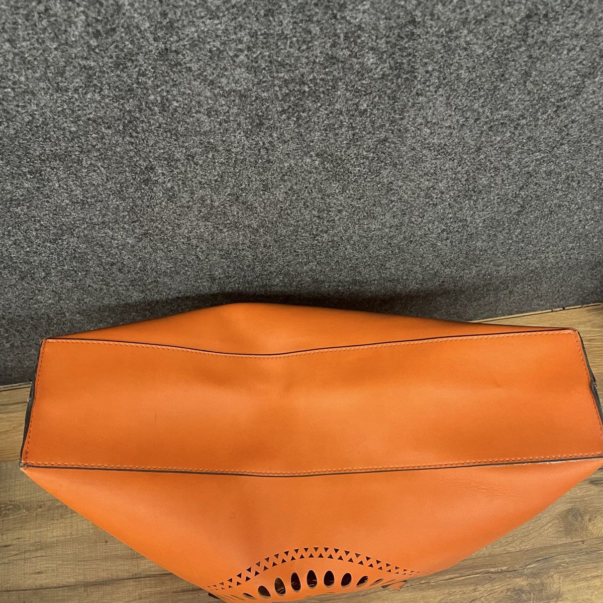 Neiman Marcus Orange Lasercut Medallion Tote Bag Large 13x20