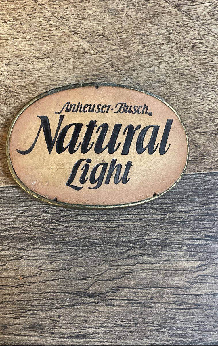 Vintage Natural Light Anheuser-Busch Belt Buckle Oval Metal Brewery Logo 3 Inch