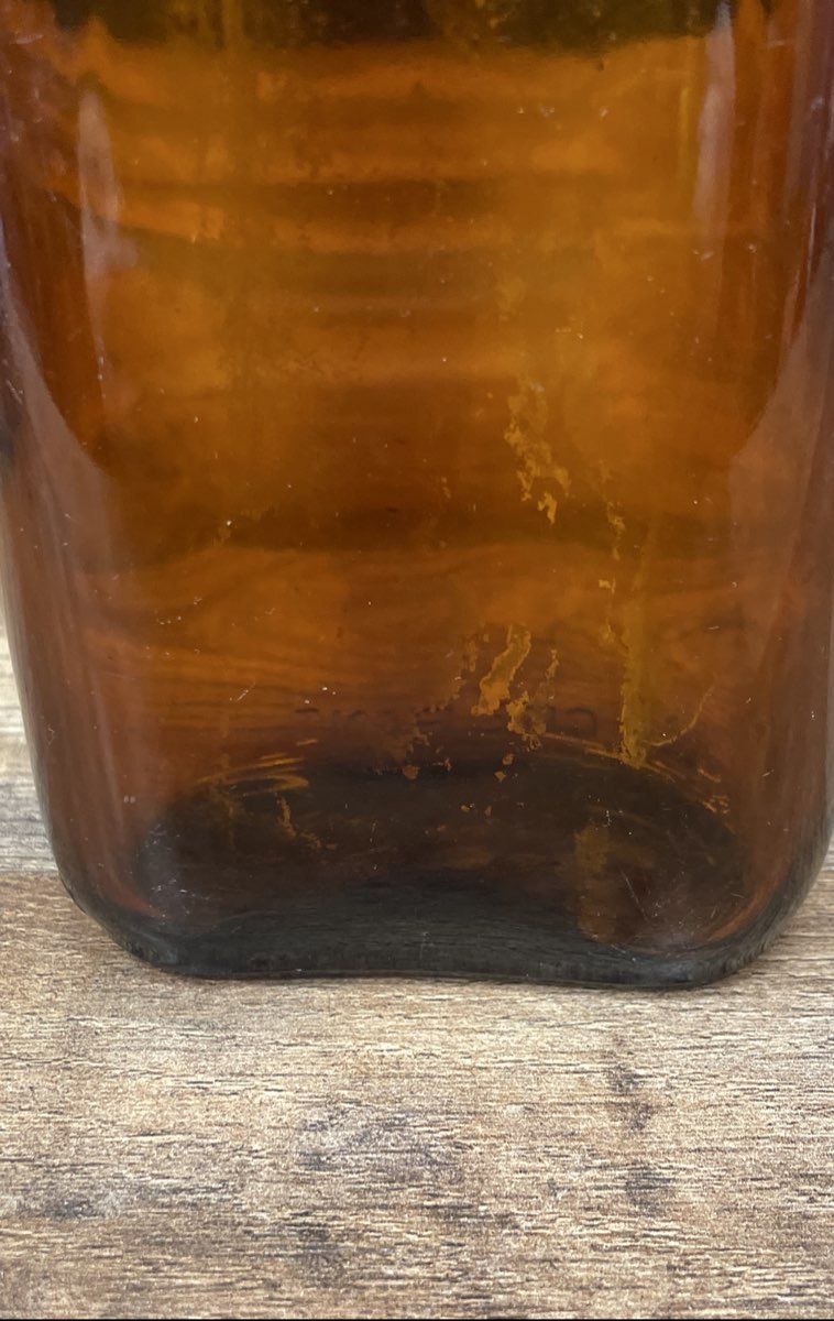Vintage 1954 Owens-Illinois Whiskey Flask Amber Glass Bottle Federal Law Pint