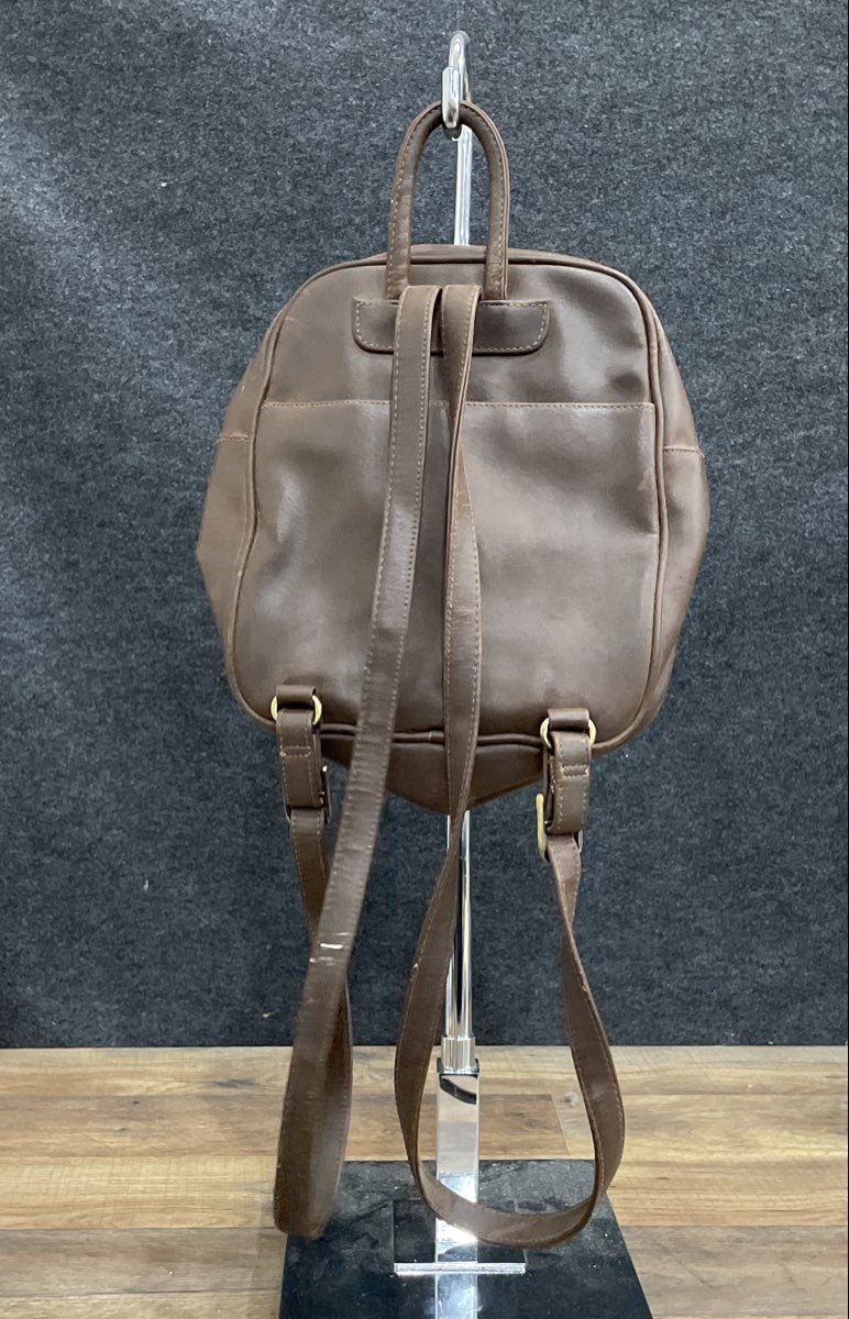 Vintage 90s Cherokee Brown Faux Leather Mini Backpack Multi-Pocket Rucksack