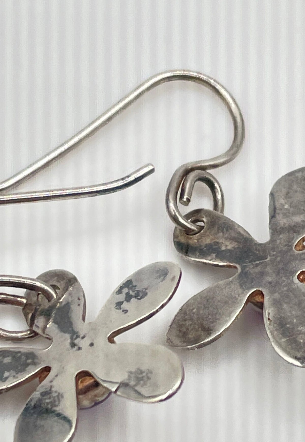 925 Sterling Silver Amethyst Flower Dangle Earrings 2.4g