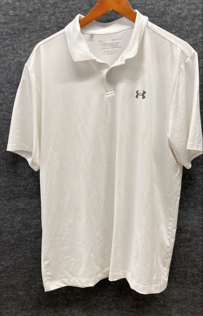 Under Armour Men's White The Performance Polo Shirt Loose Fit Sz L
