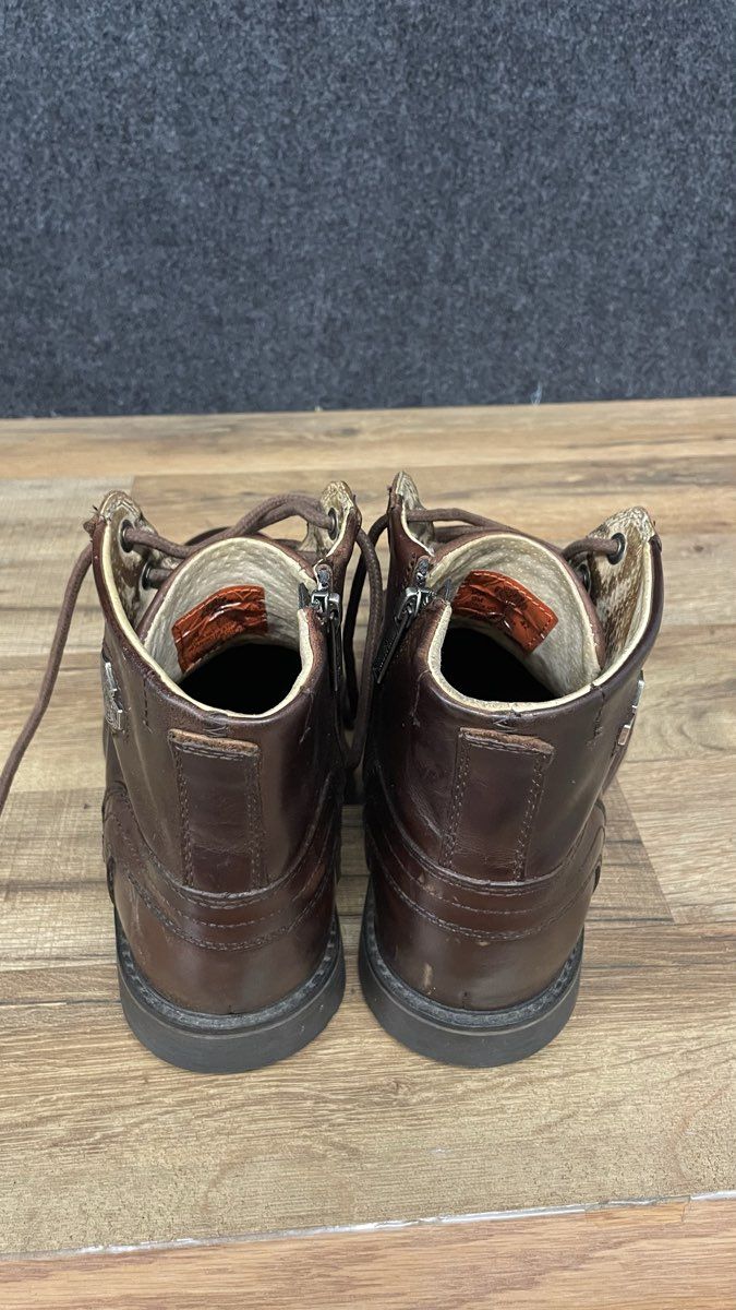 Vintage Harley-Davidson D93688 Brown Leather Side Zip Biker Boots Size 9