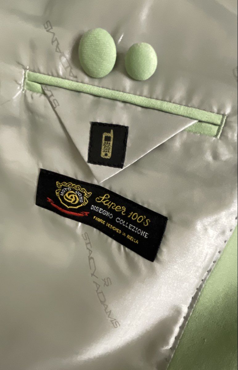 Stacy Adams Men's Mint Green Blazer Super 100s 3-Button Suit Jacket Vintage Y2K
