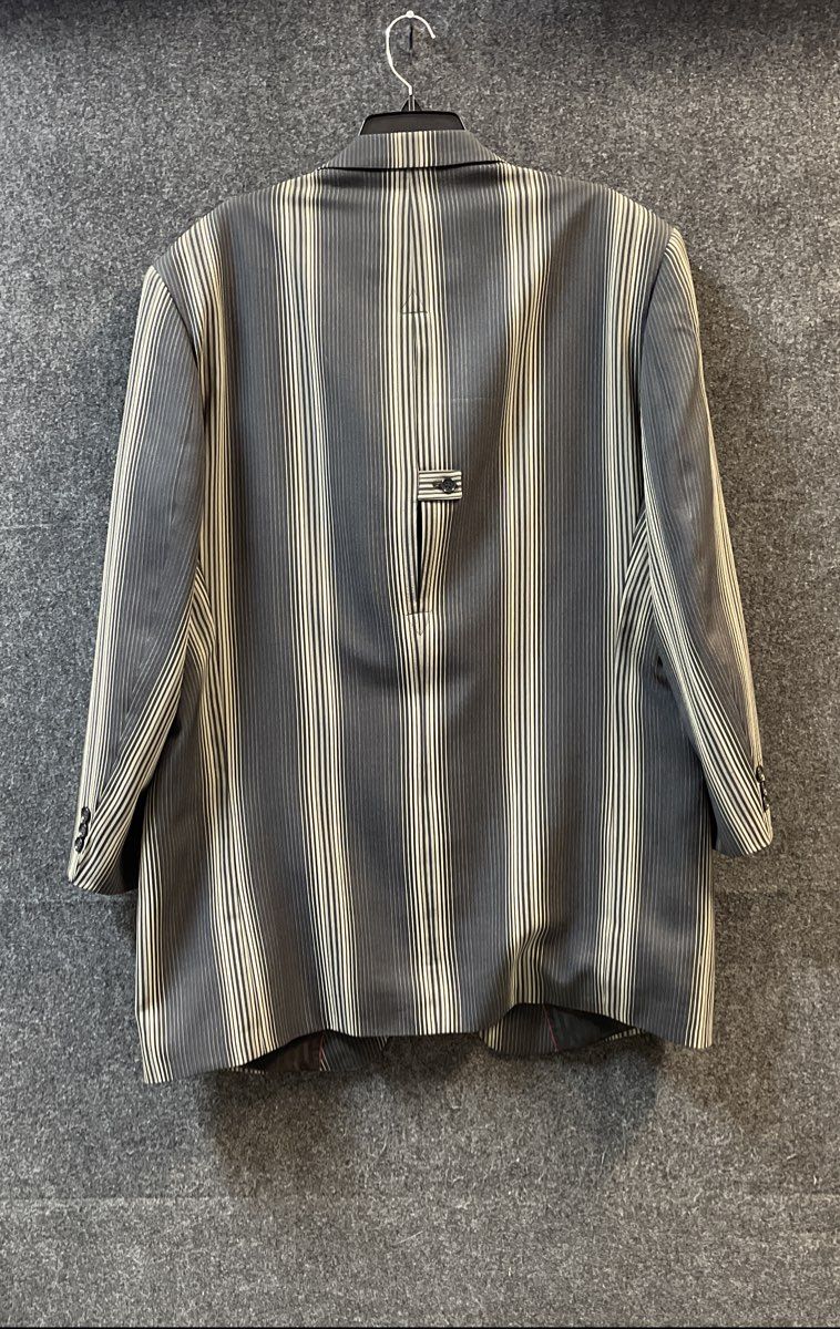Denzel Collection Men's Grey Cream Striped 4 Button Blazer Jacket Sz 48