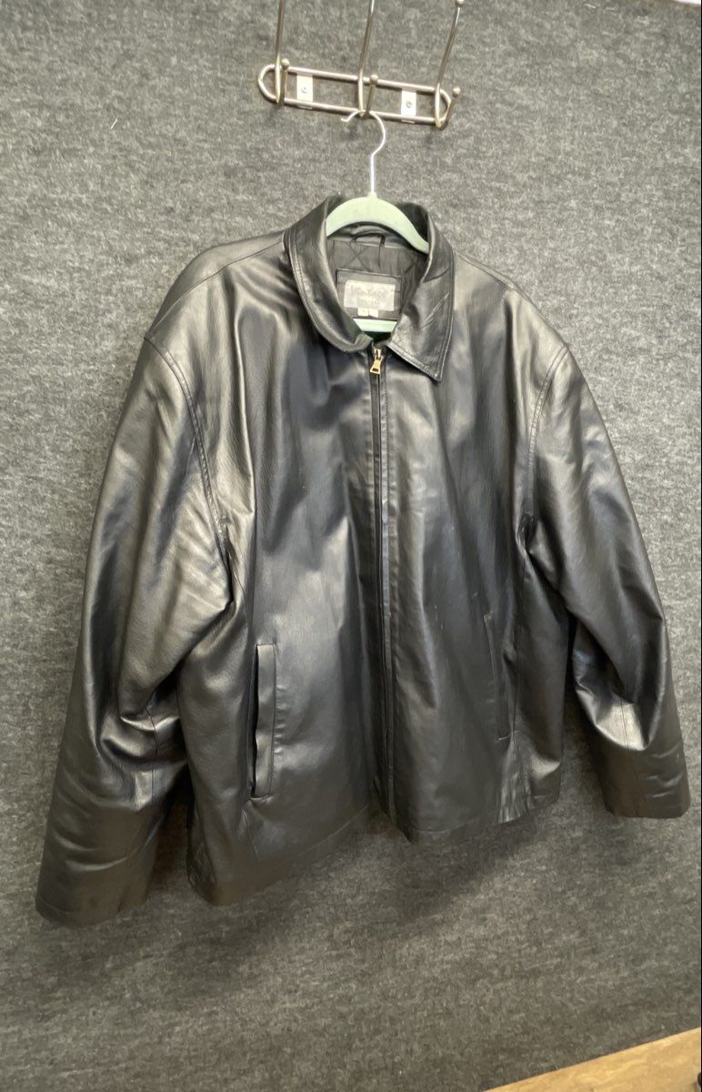 Vintage Leather Men's Black Harrington Jacket Quilted Lining Sz 2XL