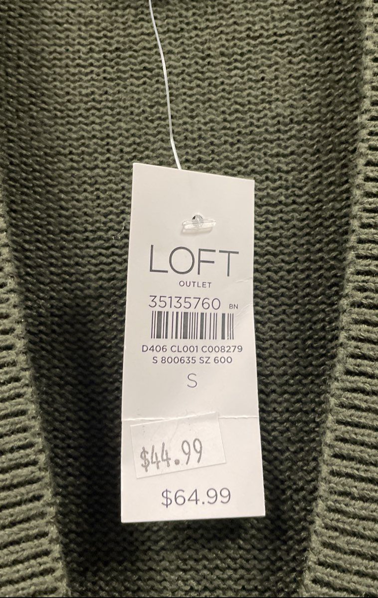 Loft Women's Olive Green V-Neck Button Front Cotton Cardigan Sweater Sz S NWT