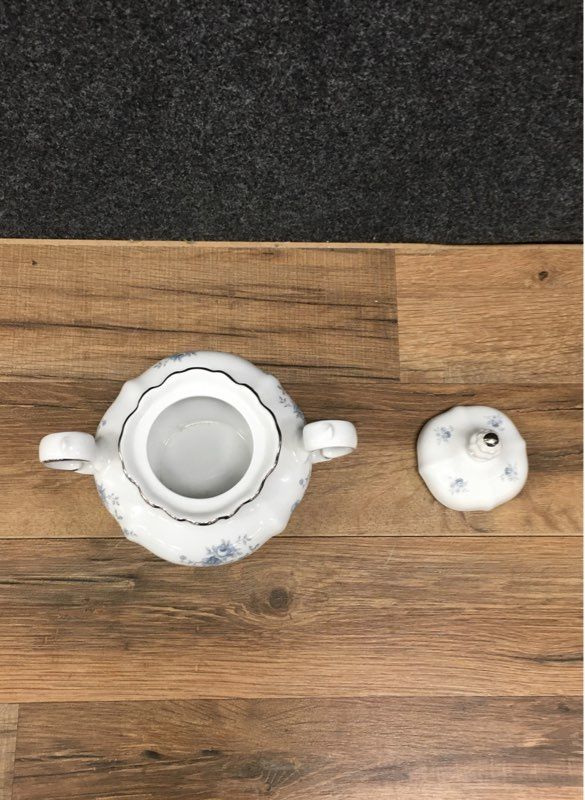 Johann Haviland Blue Garland Lidded Sugar Bowl & Underplate Set Vintage