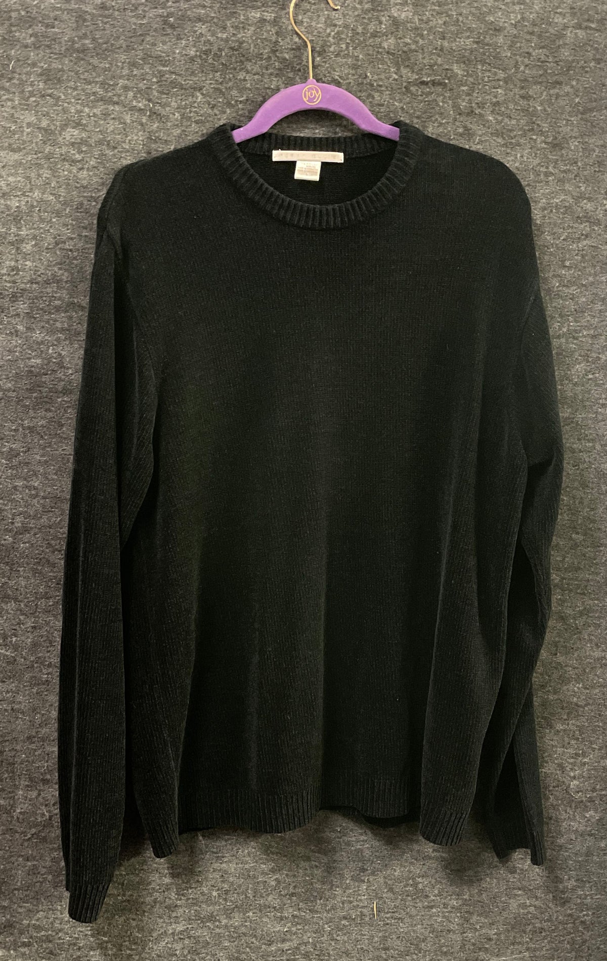 Perry Ellis Men's Black Vintage 90s Ribbed Knit Crewneck Sweater Sz L