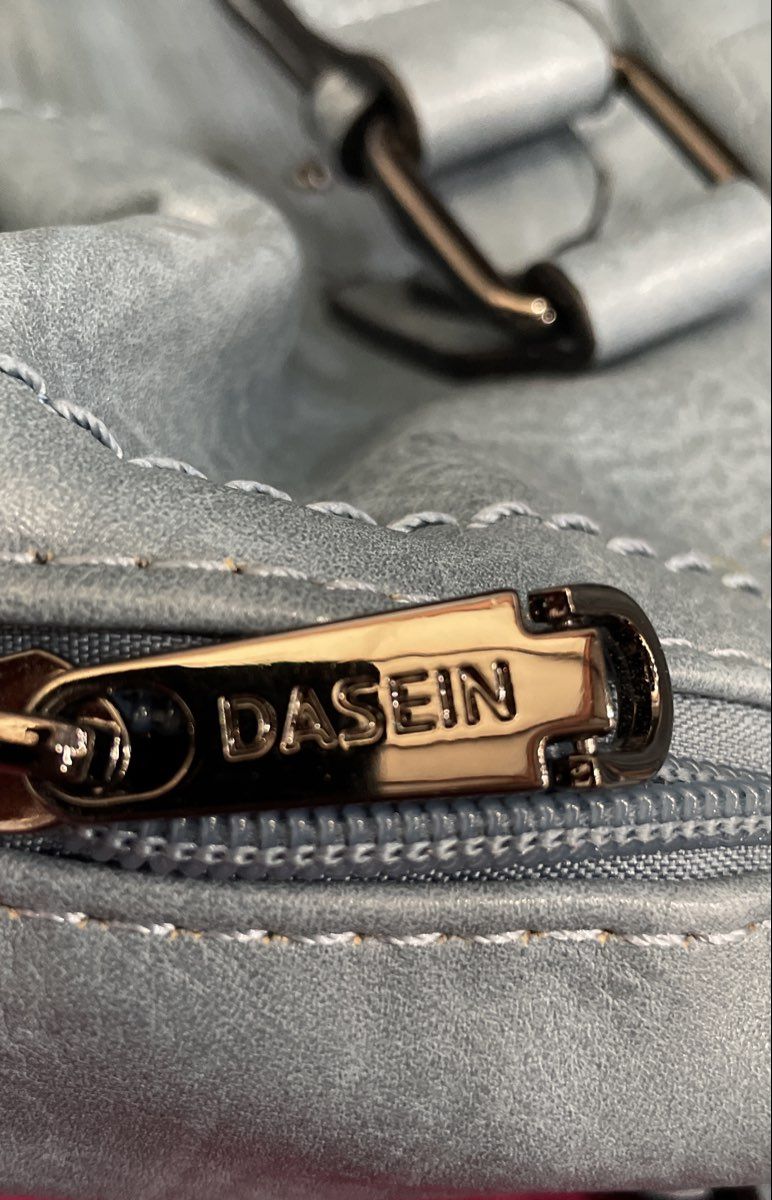 Dasein Blue Leather Studded Patchwork Satchel Crossbody Handbag Gunmetal